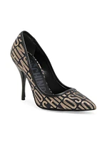 Metallic Logo Jacquard Stilleto Pumps