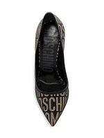 Metallic Logo Jacquard Stilleto Pumps