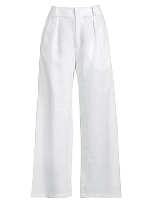 L'Oasis Ida Pleated Linen Wide-Leg Pants