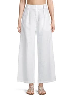 L'Oasis Ida Pleated Linen Wide-Leg Pants