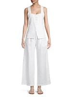 L'Oasis Ida Pleated Linen Wide-Leg Pants