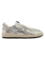 Metallic Leather & Glitter Low-Top Sneakers