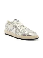 Metallic Leather & Glitter Low-Top Sneakers