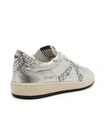 Metallic Leather & Glitter Low-Top Sneakers