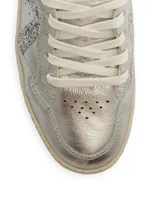 Metallic Leather & Glitter Low-Top Sneakers