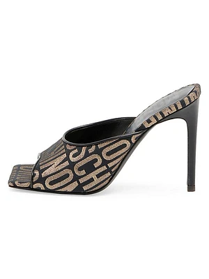 Metallic Logo Jacquard Open-Toe Mules