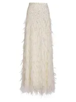 Ashton Embellished Feather Maxi Skirt