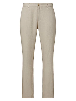 Linen Flat-Front Trousers