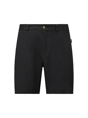 Linen Fixed-Waist Shorts