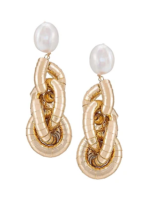 Liquid 18K-Gold-Plated & Freshwater Pearl Drop Earrings