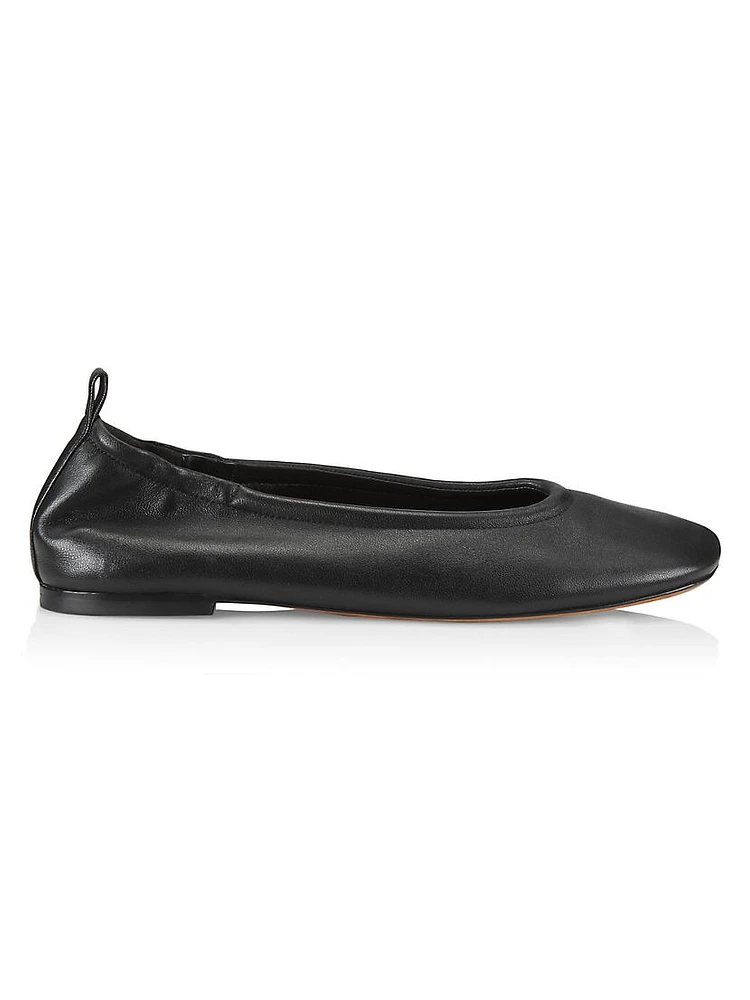 Stretch-Back Leather Ballet Flats