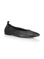 Stretch-Back Leather Ballet Flats