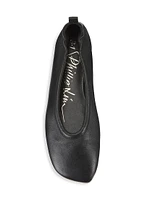 Stretch-Back Leather Ballet Flats