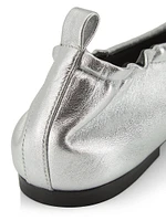 Stretch-Back Metallic Leather Ballet Flats