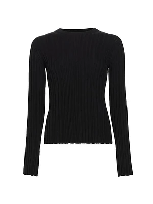 Evie Silk-Blend Rib-Knit Sweater