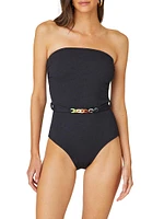 Belted Strapless One-Piece Swimsuit