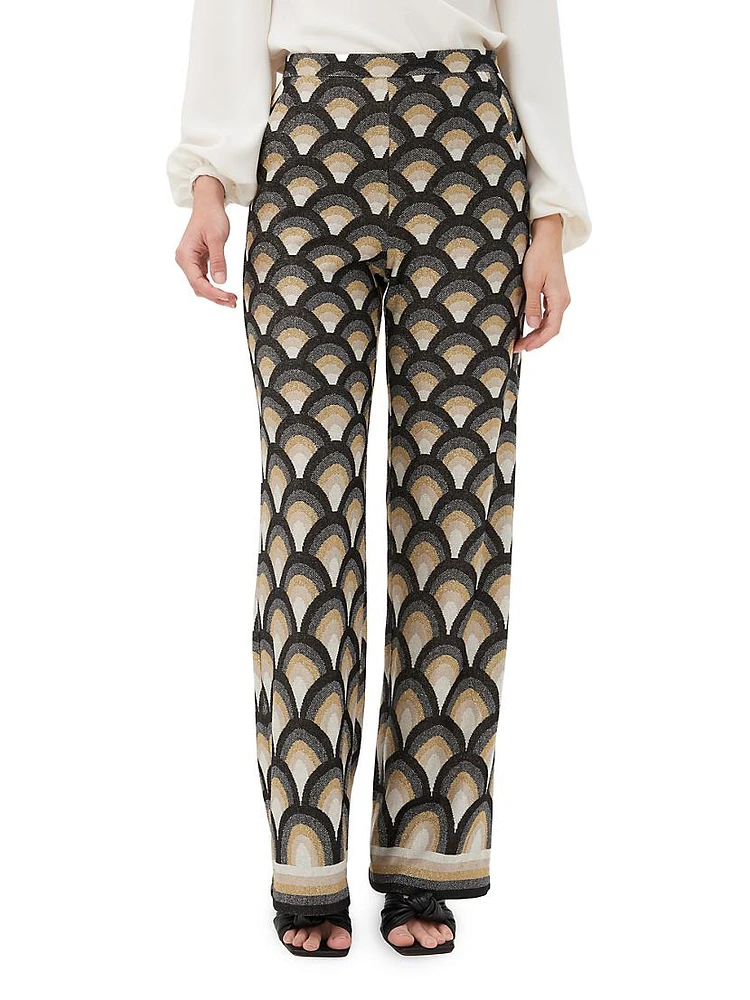 Asia Wide-Leg Jacquard Pants