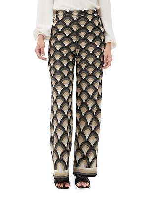 Asia Wide-Leg Jacquard Pants