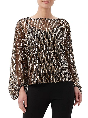 Ursa Sequined Balloon-Sleeve Blouse