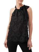 Mirai Floral-Embroidered Halterneck Top