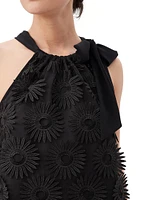 Mirai Floral-Embroidered Halterneck Top