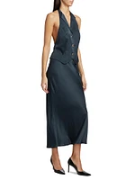 Estella Satin Silk Waistcoat Midi-Dress