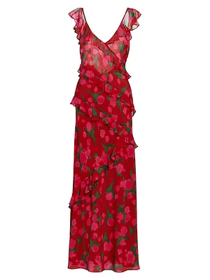 Gail Floral Ruffle Maxi Dress