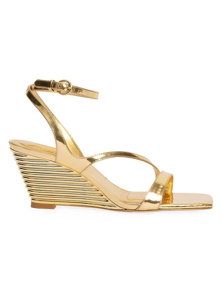 Rola 65MM Metallic Leather Wedge Sandals