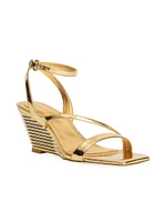 Rola 65MM Metallic Leather Wedge Sandals