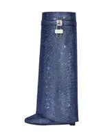Shark Lock Boots Satin With Strass