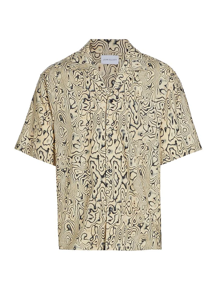 Abstract Cotton-Blend Camp Shirt