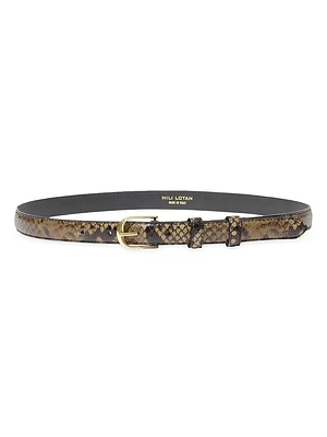 Jane Snake-Embossed Leather Belt