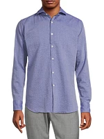 Seersucker Cotton Button-Front Shirt