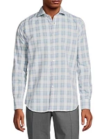 Plaid Button-Up Sport Shirt