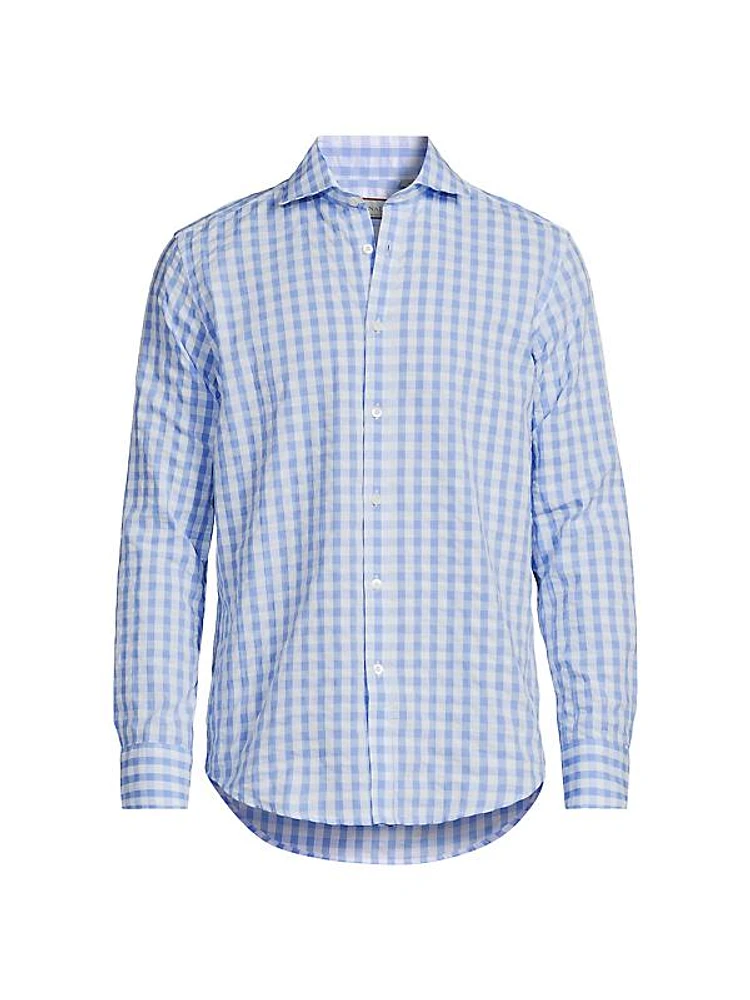 Plaid Button-Up Sport Shirt