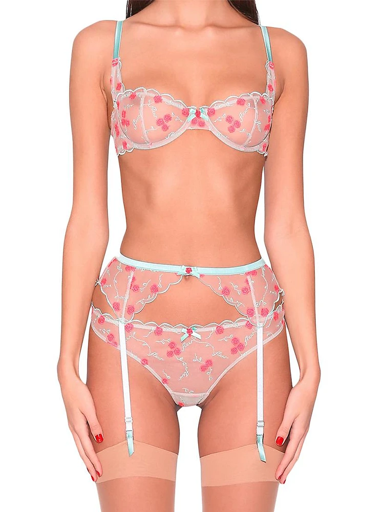 Rose And Vine Embroidered Lace Balconette Bra