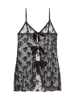 Untie Me Nightie Sheer Floral Lace Night Slip