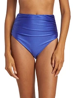 Lilly Ruched High-Rise Bikini Bottoms