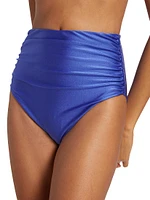 Lilly Ruched High-Rise Bikini Bottoms