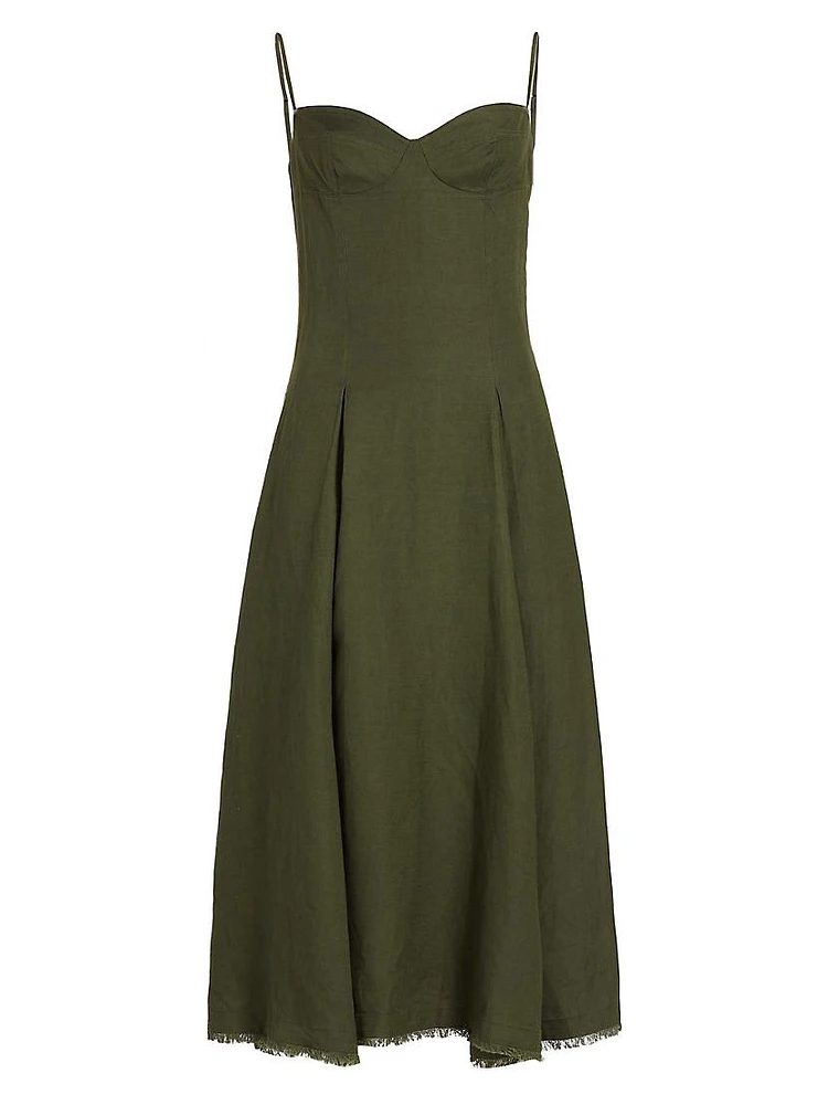 Analise Linen-Blend Bustier Midi-Dress