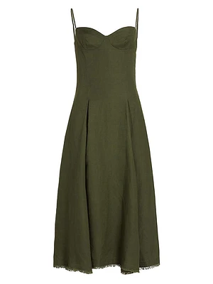 Analise Linen-Blend Bustier Midi-Dress