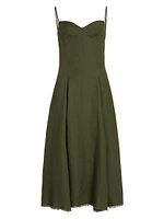 Analise Linen-Blend Bustier Midi-Dress