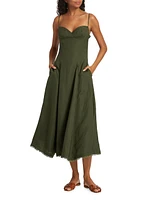 Analise Linen-Blend Bustier Midi-Dress