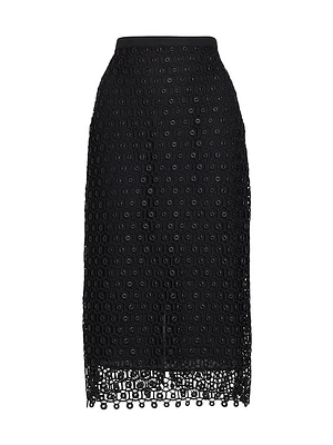 Karolina Grommet Lace Midi-Skirt