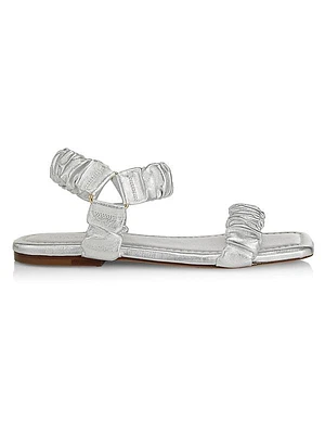 Ellie Ruched Metallic Leather Sandals