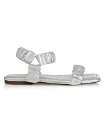 Ellie Ruched Metallic Leather Sandals