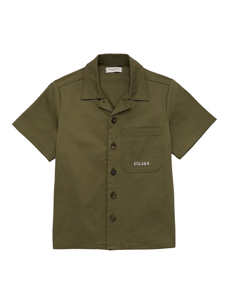 Little Boy's & Journey Cotton Boxy-Fit Camp Shirt