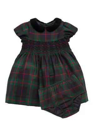 Baby Girl's Tartan Plaid Dress & Bloomers Set