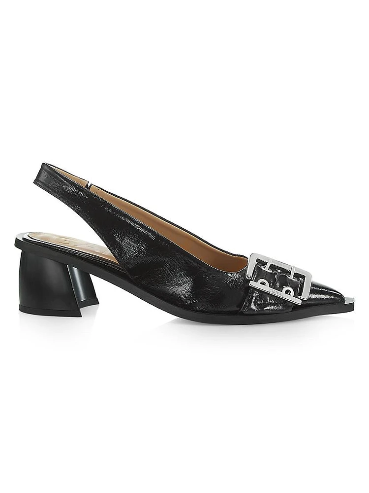 Feminine Buckle 60MM Faux Leather Slingback Pumps