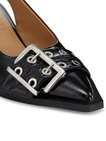 Feminine Buckle 60MM Faux Leather Slingback Pumps